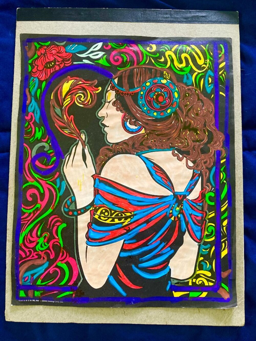 Printed Lined Print Painted by Me "Mystery Lady", Signed 8 x10 Unframed